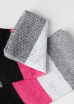 Short Socks^Calzedonia Stripe Patterned Short Socks 9648 - Grey Blocks