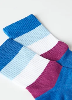 Short Socks^Calzedonia Stripe Patterned Short Socks 9650 - Electric Blue Blocks