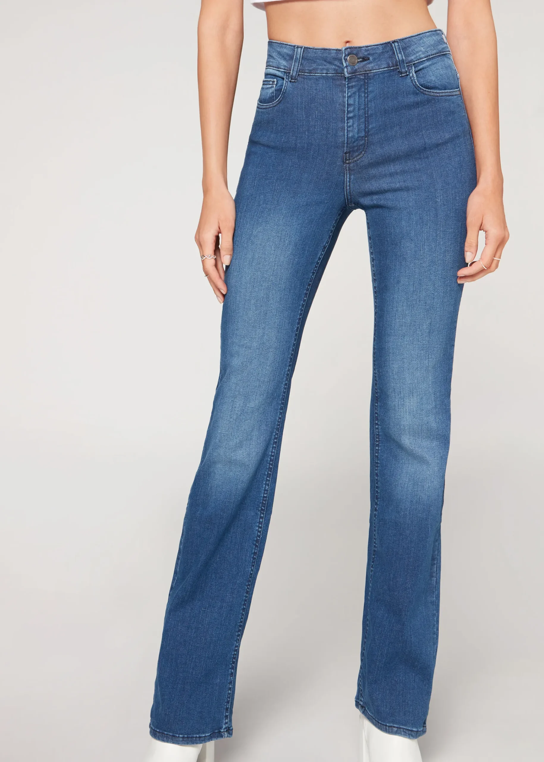 Jeans^Calzedonia Super Flex Denim High-Waisted Bootcut Jeans 3210 - Blue Denim