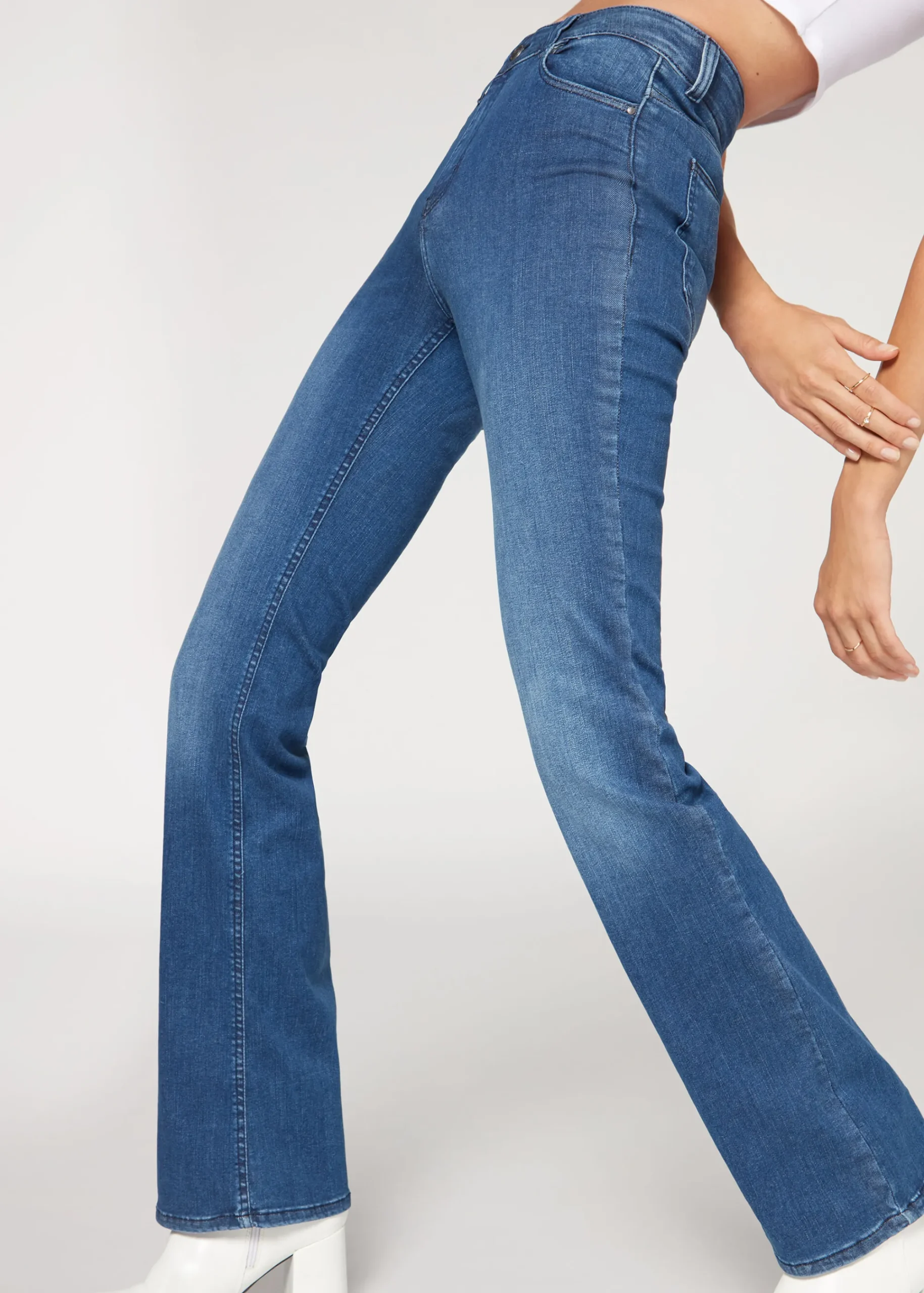 Jeans^Calzedonia Super Flex Denim High-Waisted Bootcut Jeans 3210 - Blue Denim