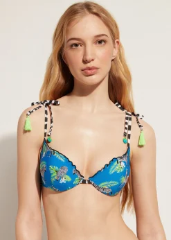 Bikini^Calzedonia Super Graduated Padded Push-Up Bikini Top Cancun 693C - Blue Zebra