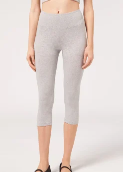 Leggings^Calzedonia Supima Cotton Capri Leggings 383C - Light Grey Blend