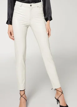 Trousers^Calzedonia Thermal Leather-Look Leggings 5112 - Ice Blue
