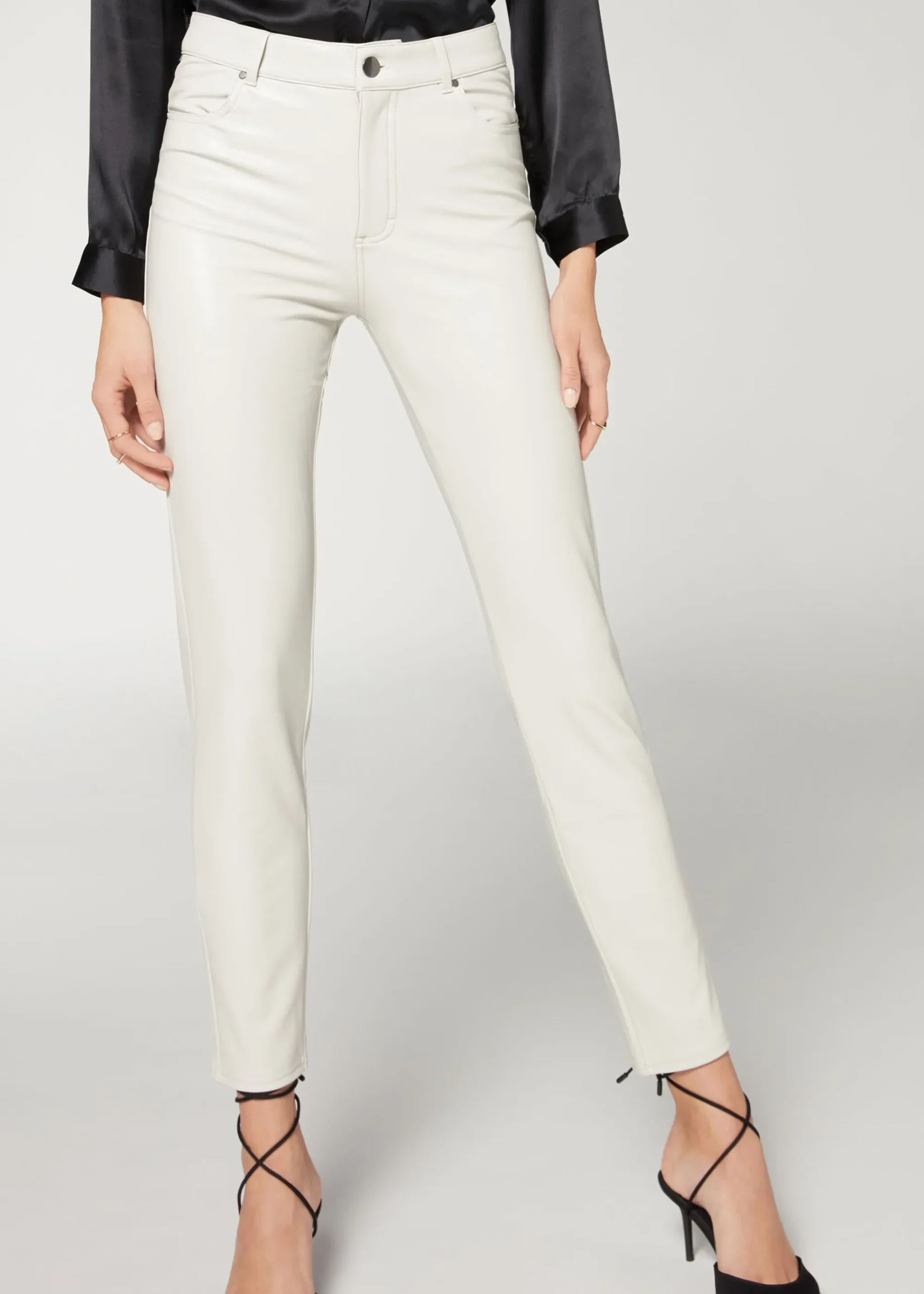 Trousers^Calzedonia Thermal Leather-Look Leggings 5112 - Ice Blue