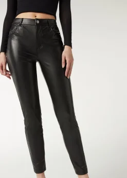 Trousers^Calzedonia Thermal Leather-Look Leggings 019 - Black