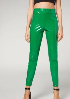 Trousers^Calzedonia Thermal Vinyl Skinny Leggings 5220 - Verde Intenso