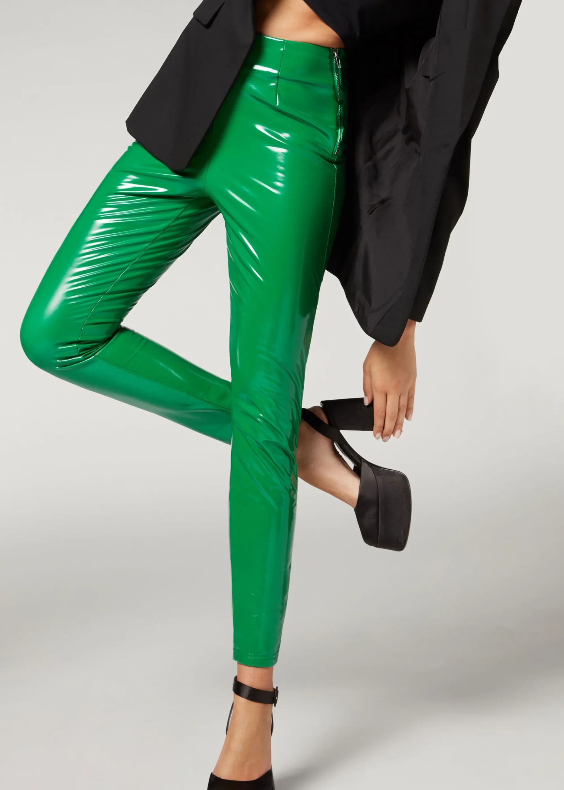 Trousers^Calzedonia Thermal Vinyl Skinny Leggings 5220 - Verde Intenso