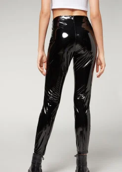 Trousers^Calzedonia Thermal Vinyl Skinny Leggings 019 - Black