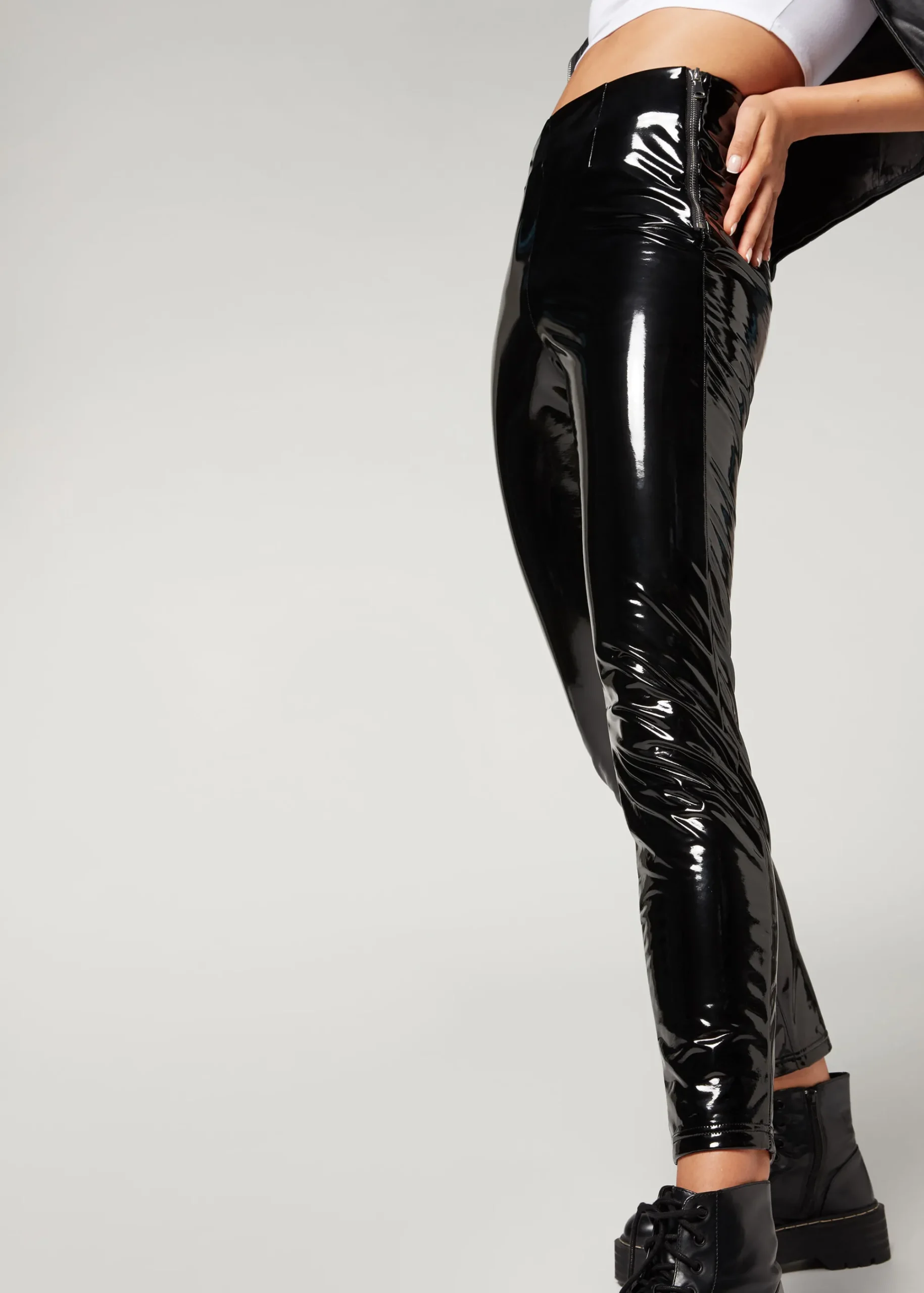 Trousers^Calzedonia Thermal Vinyl Skinny Leggings 019 - Black