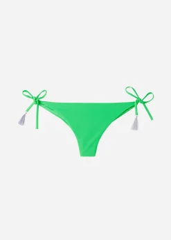Bikini^Calzedonia Tie Brazilian Bikini Bottoms Capri 635C - Shiny Green Crochet