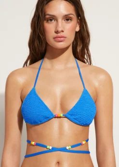 Bikini^Calzedonia Tie Slide Triangle Bikini Top San Diego 640C - Ocean Blue