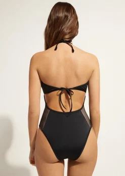 One-Piece Swimswuits^Calzedonia Tulle Insert Swimsuit Tokyo 716C - Pink Bee
