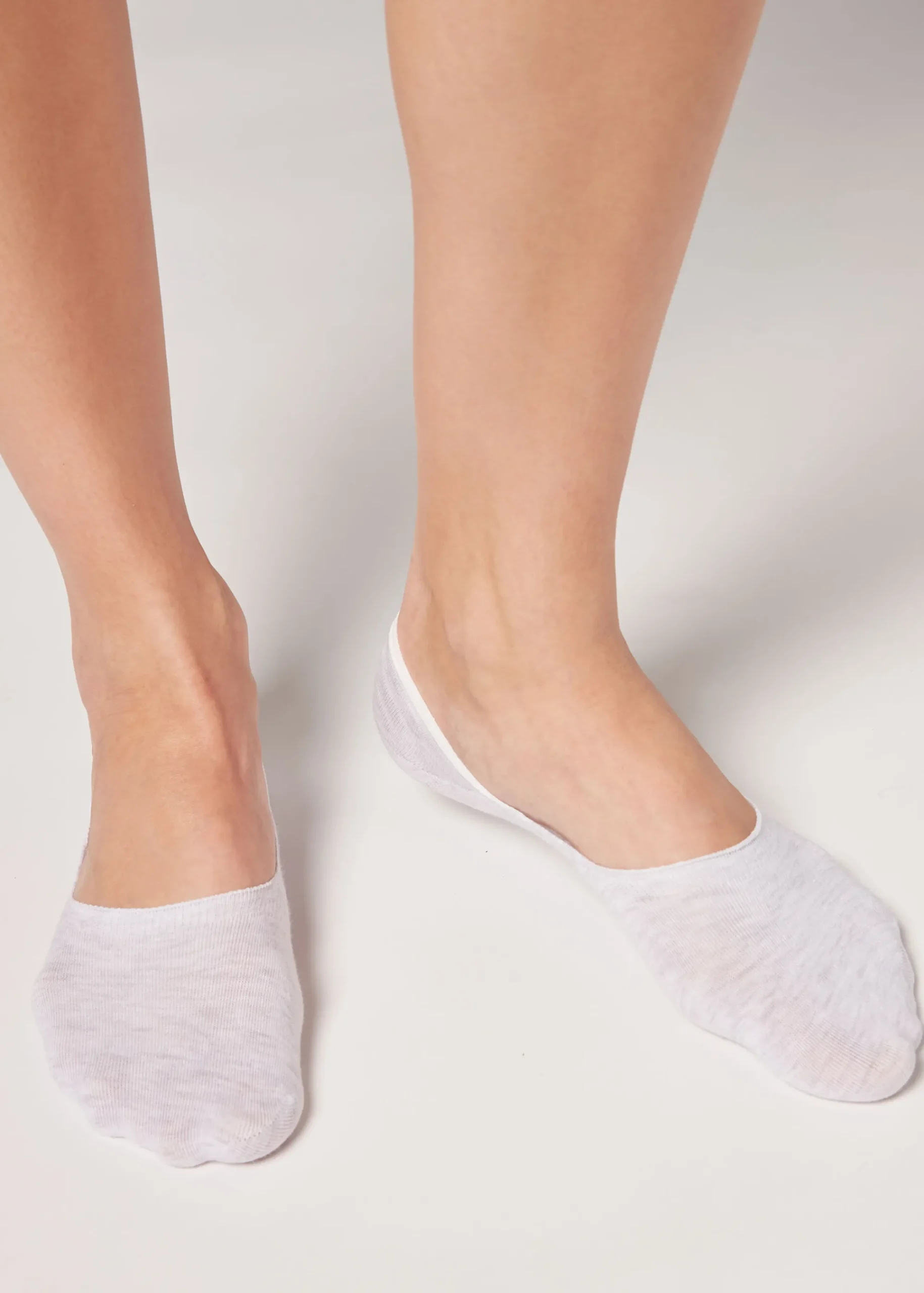 Invisible^Calzedonia Unisex Cotton Invisible Socks 825 - Light Grey Blend