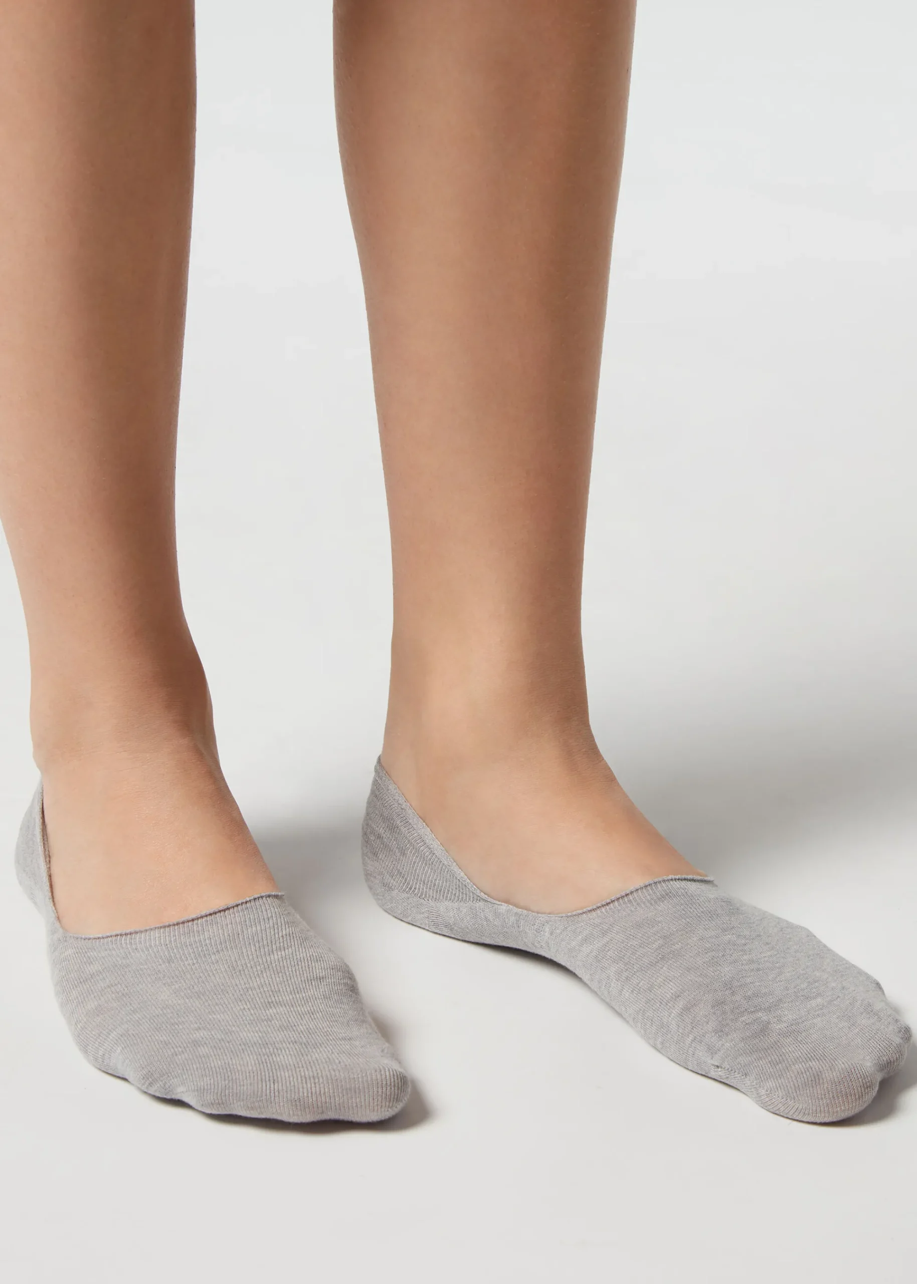 Invisible^Calzedonia Unisex Cotton Invisible Socks 031 - Grey Blend