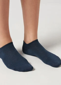 No-Show^Calzedonia Unisex Cotton Pop Socks 120 - Blue Denim