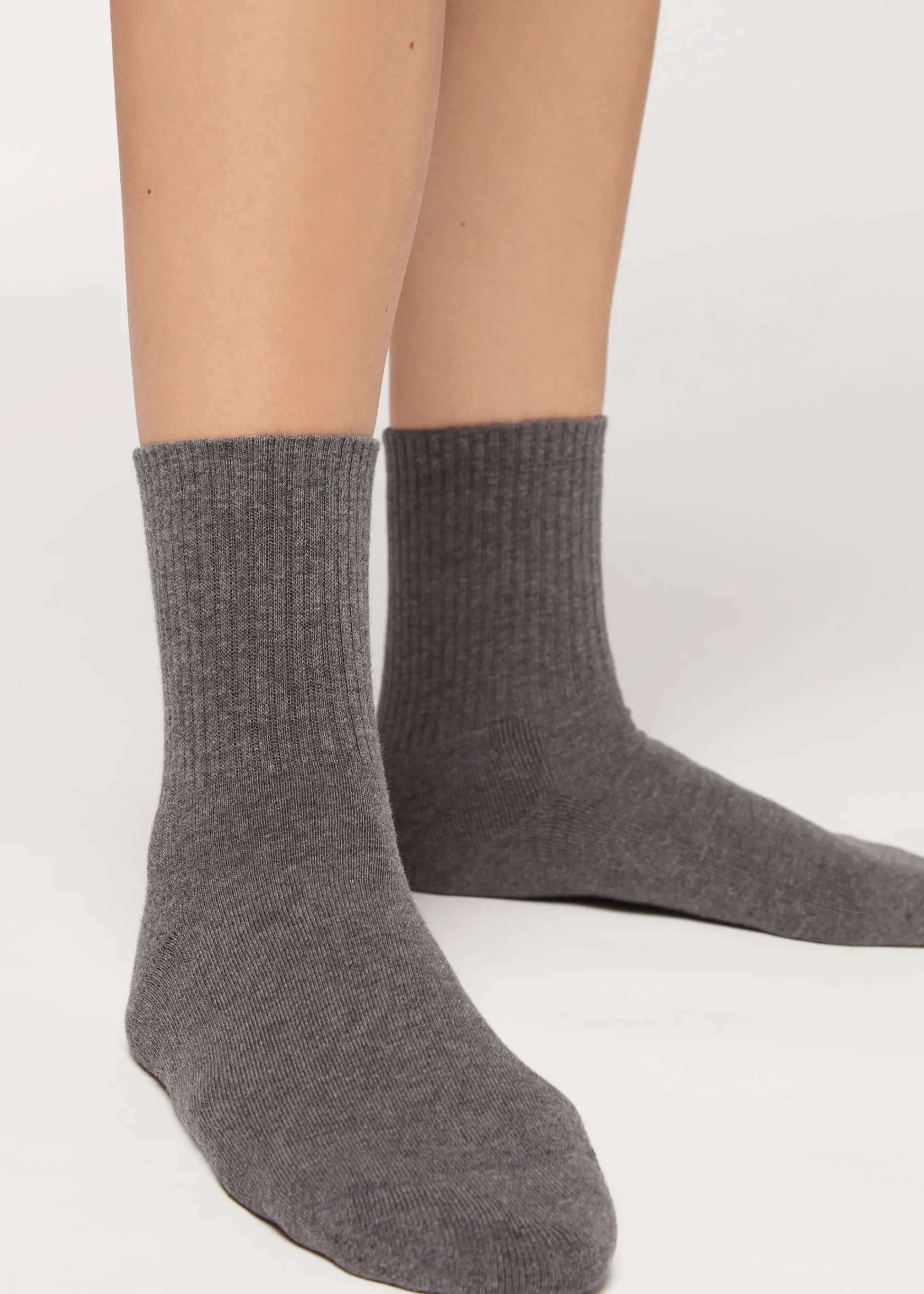 Short Socks^Calzedonia Unisex Crew Sport Socks 042 - Mid Grey Blend