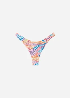 Bikini^Calzedonia Zebra Pattern High-Leg Brazilian Bikini Bottoms Malaga 695C - Rainbow Zebra