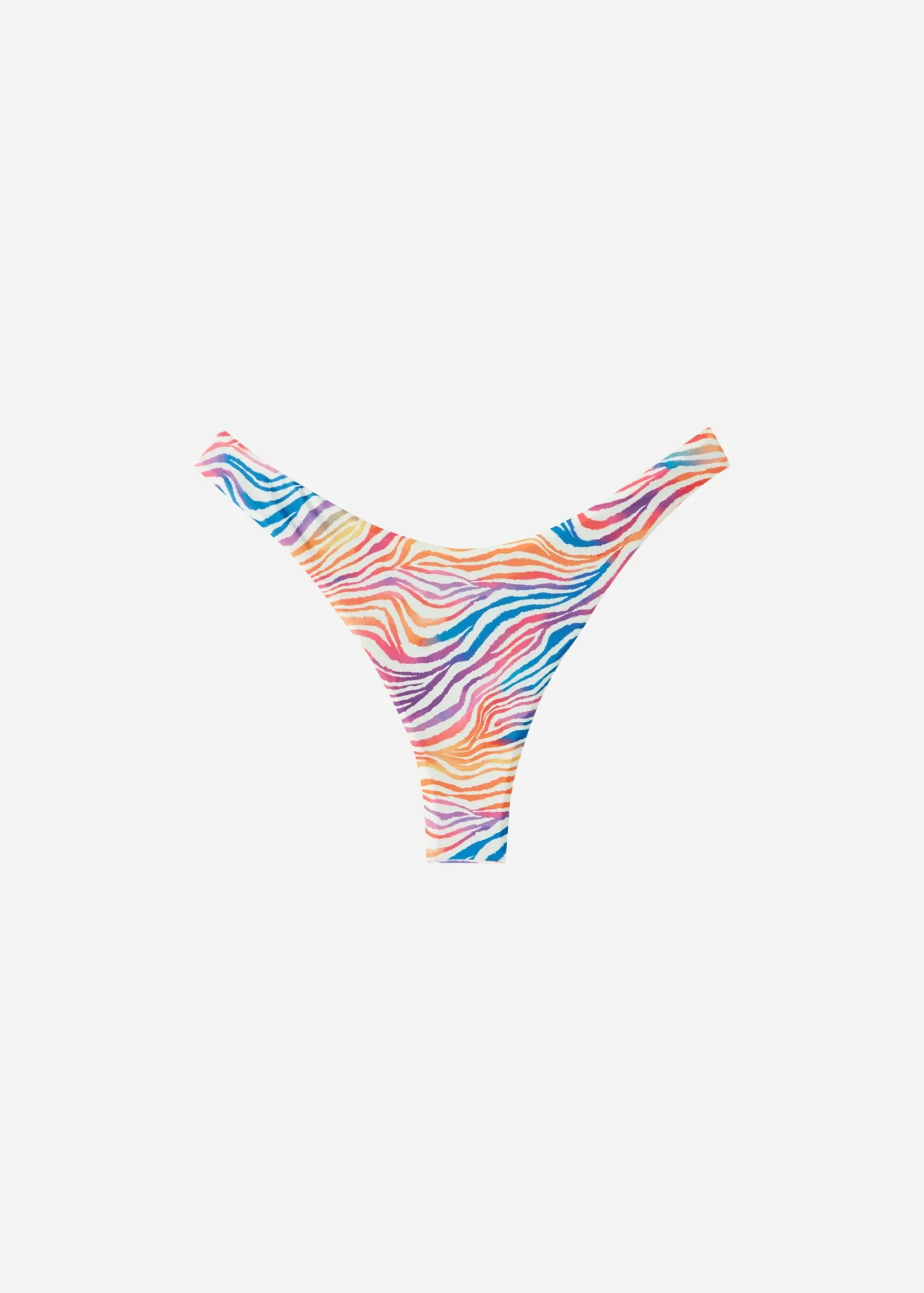 Bikini^Calzedonia Zebra Pattern High-Leg Brazilian Bikini Bottoms Malaga 695C - Rainbow Zebra